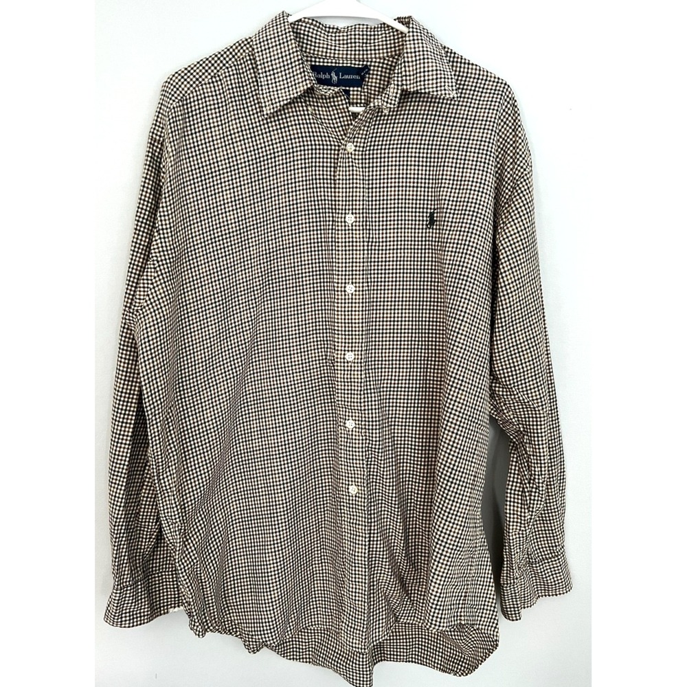 Ralph Lauren Blake Shirt Mens 36 Plaid Button Down Long Sleeve Classic Dress